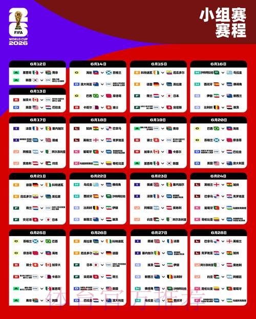 2026世界杯赛程详细安排比赛时间表免费观看